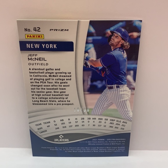 2021 Panini Spectra Neon Green Jeff McNeil Mets #42 SN 10/30 (MISC7) - Picture 2 of 3